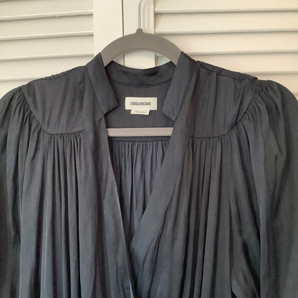 Zadig & Voltaire Reveal Satin Dress black long sleeve mini medium - Picture 4 of 11